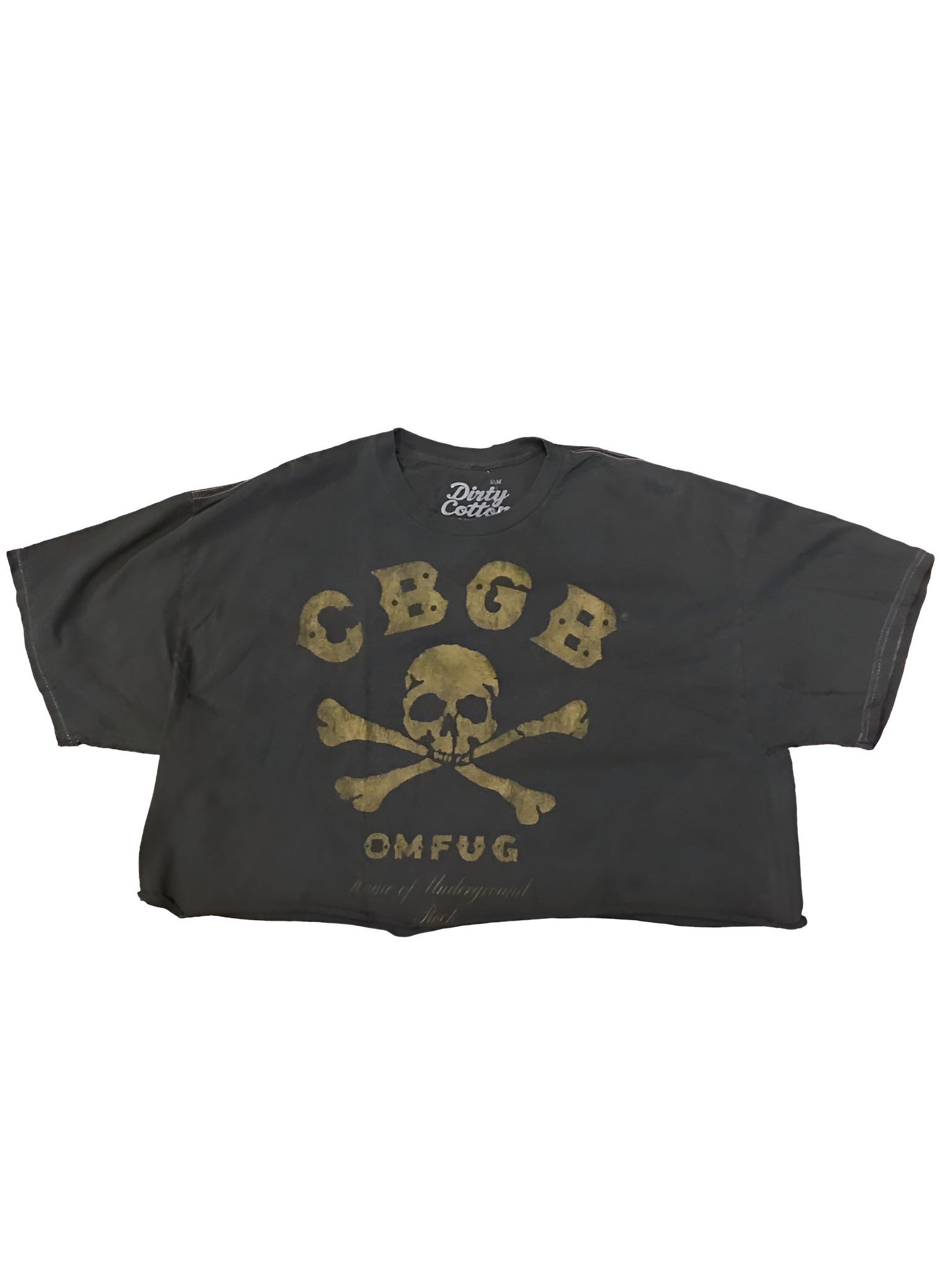 CBGB- Skull Patch & Logo Print Oversized Crop Tee